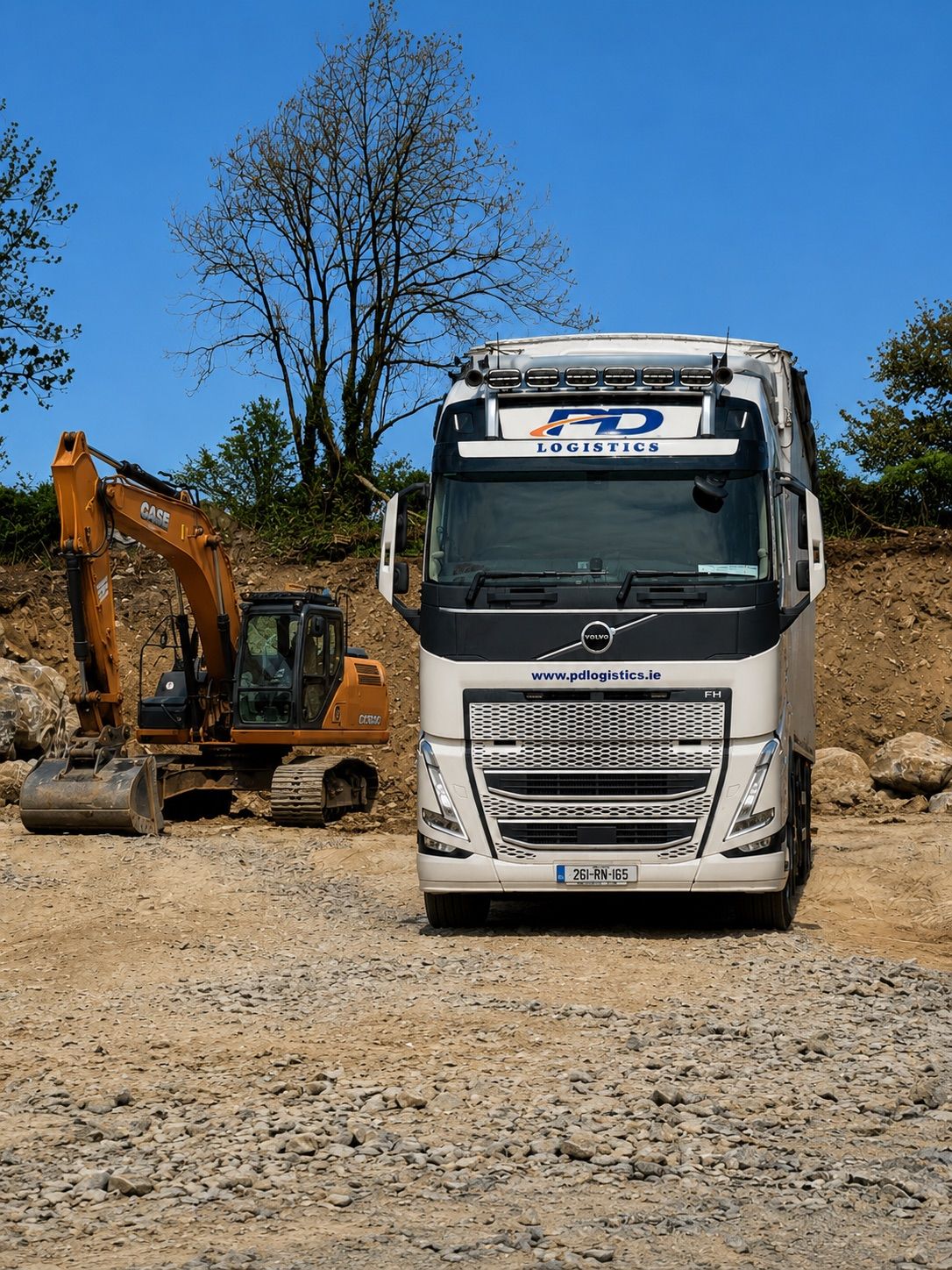 PD Logistics digger and truck on site